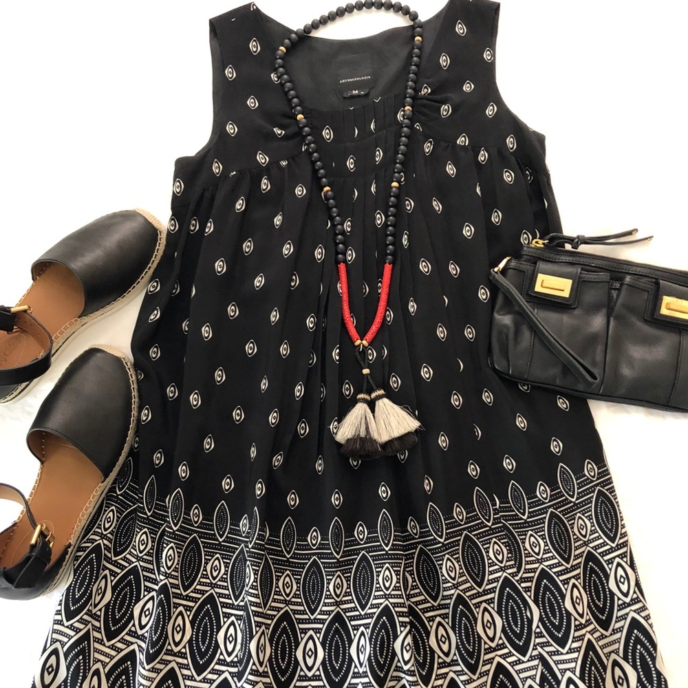 Silk block print dress
